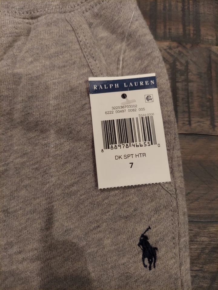 Nuevo con etiquetas Pantalones deportivos Polo Ralph Lauren grises para niños, azul pequeño pony talla 7 Foto 4 de 4