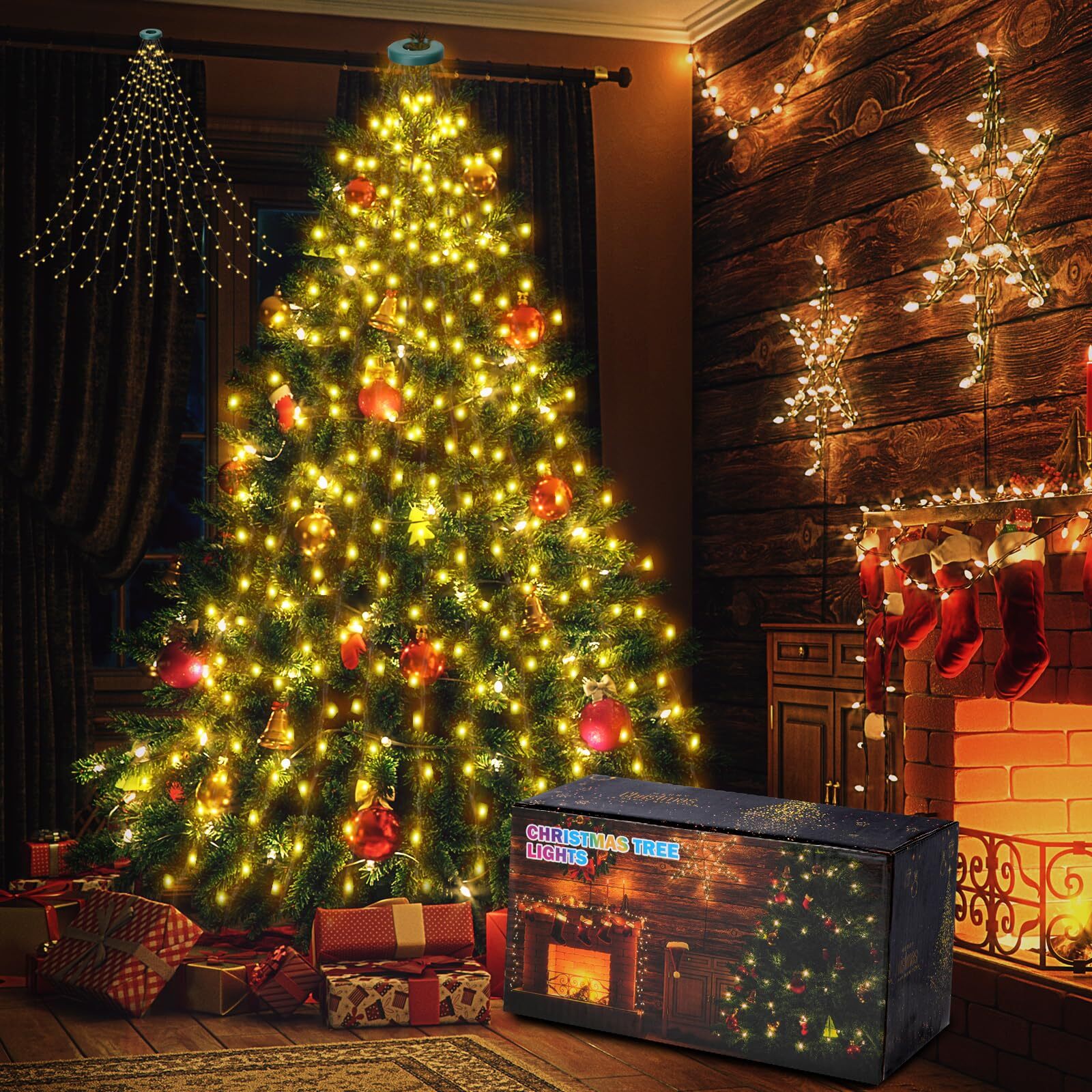 Christmas Tree Lights 400 LED Christmas Lights Indoor Outdoor 6.6FT x 16 Chri...