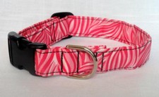 Pink Zebra Print Collar Bright CUSTOM MADE Adjustable Dog/Pet/Cat Collar CUTE 