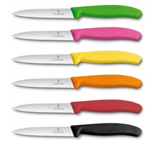 New 4 x VICTORINOX Paring Knife Serrated Wavy / Straight Edge Pointed Tip 10cm
