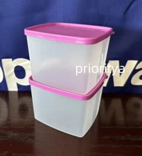 Tupperware Freezer It Square Rounds 800ml Clear Container Set of 2 Mulberry New