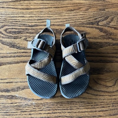 Little Boys Chaco Sandals Size 11 Orange Brown Good Condition