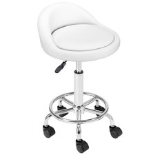 BAKAJI Sgabello con ruote, Seduta imbottita e Schienale Basso in Ecopelle, Base