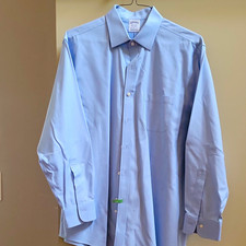 Brooks Brothers Regent Fit Blue Geometric Cotton Stretch Dress Shirt 16.5 33
