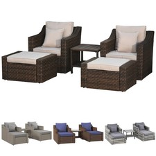 Outsunny 5-Piece PE Rattan Outdoor Patio Armchair Set w/ Durable Build
