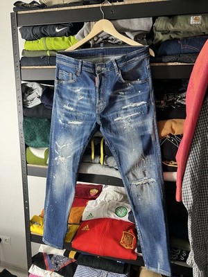 Dsquared2 Summer 64 Distressed Slim Fit Jeans Paint Splatter Italy Size 48 Men s