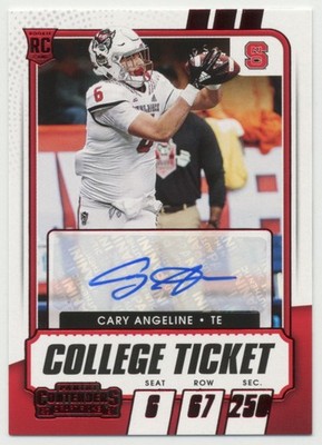Cary Angeline 2021 Contenders Draft Picks Ticket AUTO Red RC Rookie #175 NC