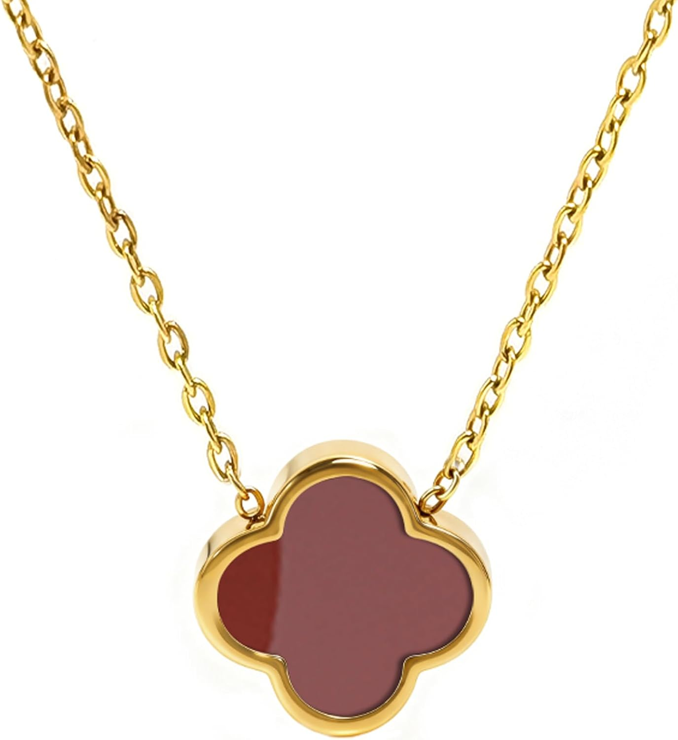 18K Gold Plated Pendant Necklaces for Women, Dainty Lucky Four Leaf Clover Gold