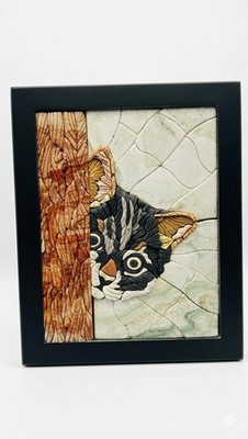 peekaboo cat mosaic wall art 3D effect- hand made-