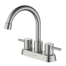 Bathroom Sink Faucets 4 Inch Center 2 Hole 2 Handle Brushed Nickel Bathroom F...