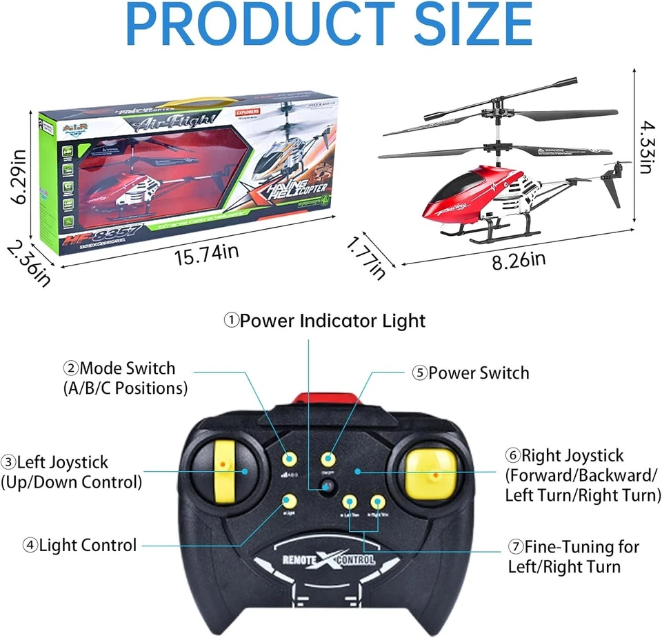 Tatqilo RC Helicopter 3.5-Channel Altitude Hold, Gyro & LED – 2.4GHz - Image 2 of 4