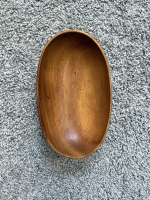 Vintage Monkey Pod Wood Oval Bowl Philippines MCM