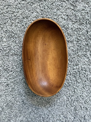 Vintage Monkey Pod Wood Oval Bowl Philippines MCM
