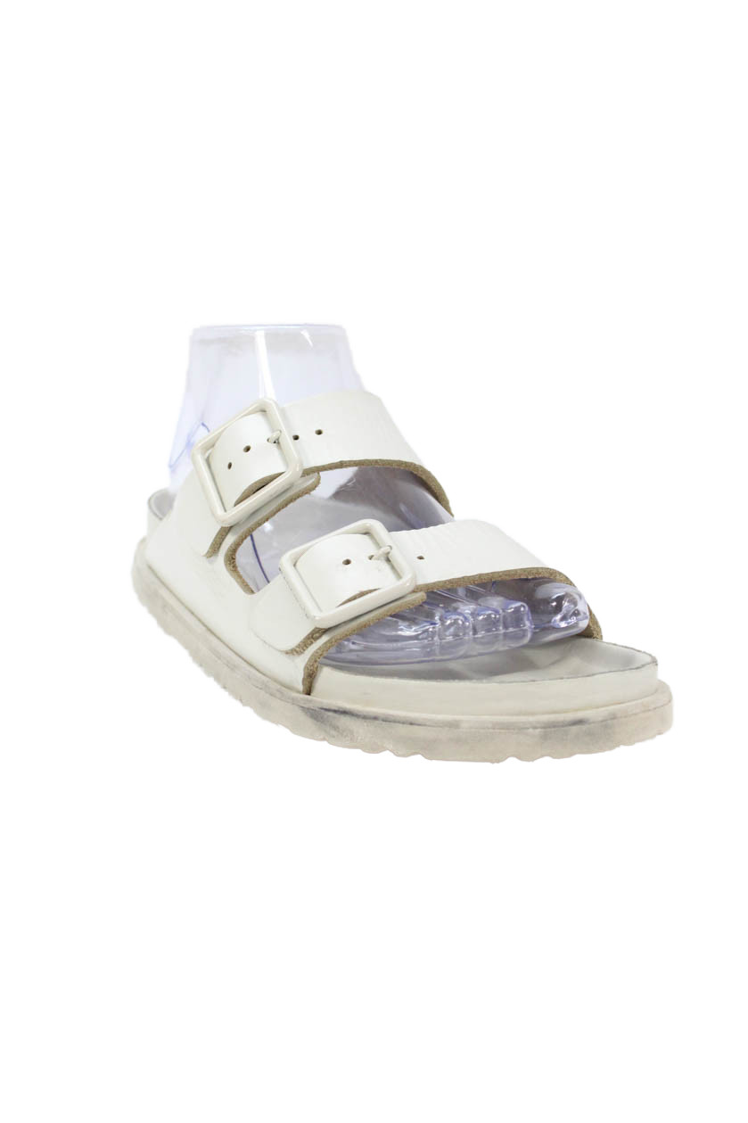 Birkenstock Womens Double Buckle Strap Slide Sandals White Leather Size 37Free Shipping in US $100+ Orders | $6.95 Orders Below