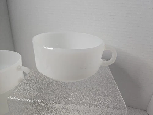 Glasbake Vintage Made in the USA Milk Glass Mixing Bowl Soup Mug J-2711 Lot Of 4