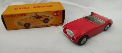 Vintage Dinky Toys Austin-Healey 100 Sports Car No.103 By Meccano Ltd w/ Box Red