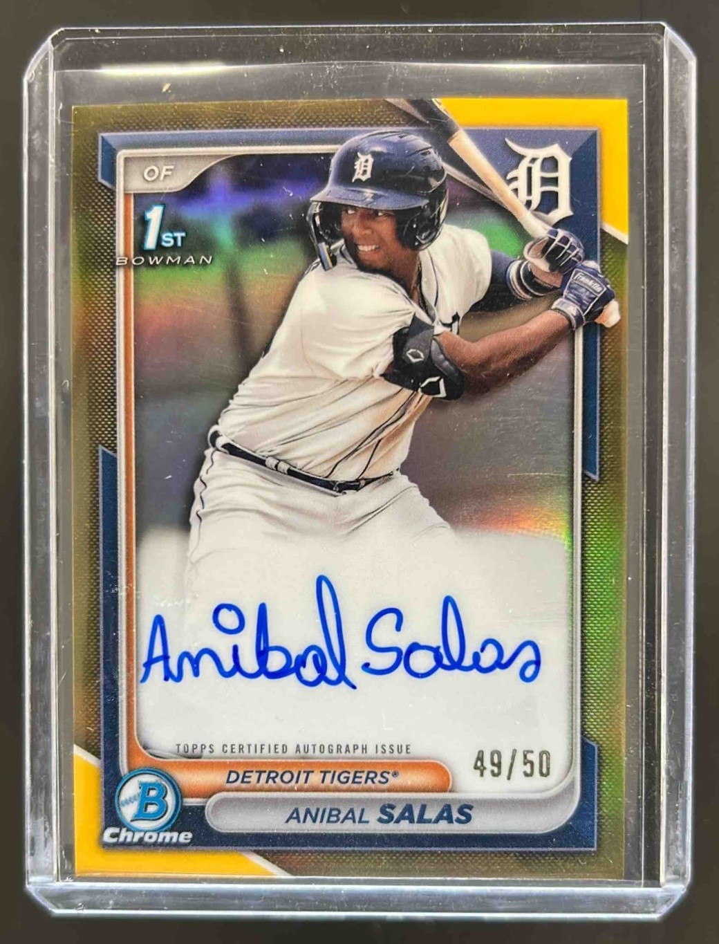 2024 Bowman Chrome Anibal Salas Auto Gold Refractor 1st #49/50 Tigers