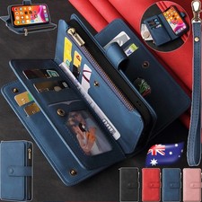 For Motorola Moto G85 G84 G54 G14 E14 Zipper Wallet Case Card Purse Flip Cover