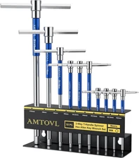 T-Handle Hex Allen Wrench Set - Metric, 10 Pcs 2Mm-10Mm, Sliding Handle, Chrome 