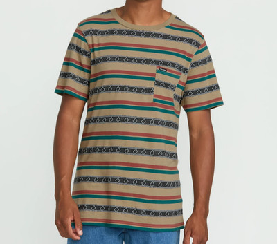 VOLCOM TACTION CREW Men's S/S T-Shirt - KHA - Medium - NWT