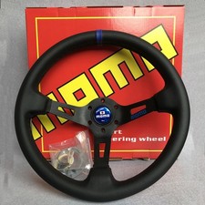 330mm BLUE Full Speed MOMO Car Leather Deep Dish Steering Wheel