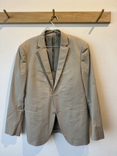 Theory Men's Beige Blazer Two-Button Double-Vented Single-Breasted Notch Lapel