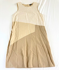 For Cynthia Linen Colorblock Shift MidiDress Women XL Beige Sleeveless Lagenlook
