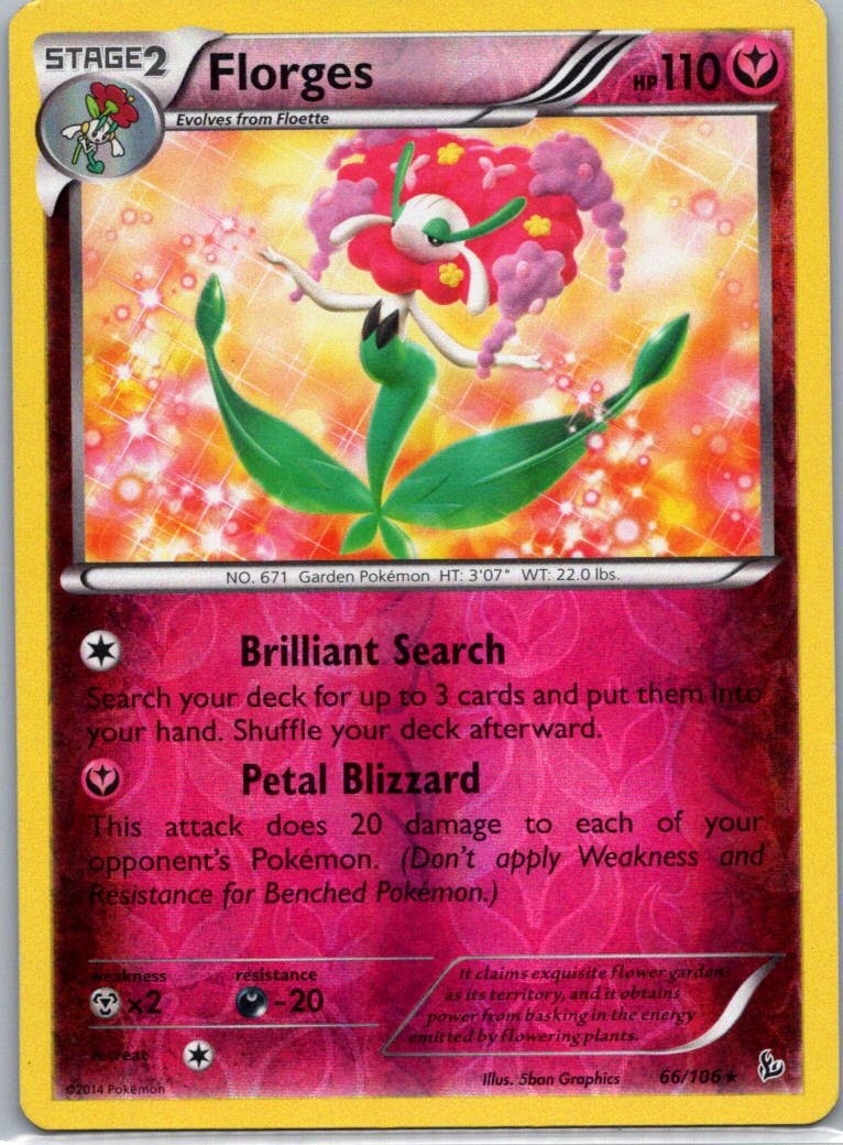 Pokemon TCG Florges 66/106 Flashfire Rev Holo LP