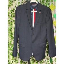 Tommy Hilfiger Men's Vintage Dark Navy Blazer Signature Stripe Lining size 36