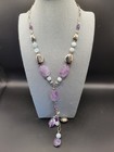 Ameythst Dangle & Sterling 20" Necklace Vintage Y Drop Amythst — photo 1