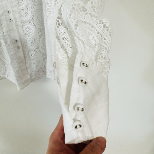 Aje Women’s Lace Long Sleeve Collared Laicey Paisley Button Top Ivory Size 8 VGC - Imagen 5 de 19