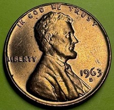 1963 d lincoln penny RD Uncirculated 