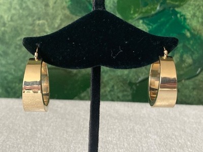 Pair of 14k High End Designer Style Wide Hoop Earrings 6.6g