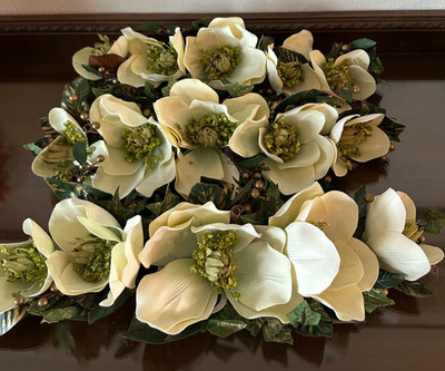Set of 3 Partylite Floral Swag Flowers Magnolia Discontinued w/ Tags