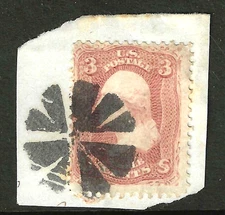 Sc #65 Circle of Wedges Fancy Cancel 3 Cent Washington 1861-2 Civil War US 6A12