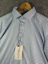 Collars Co Dress Collar Polo Shirt Mens Large Blue White Plaid Tattersall