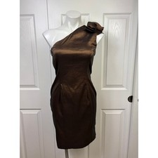 Jessica McClintock Women's Brown Cocktail Prom Dress One Shoulder Size 6 NWT