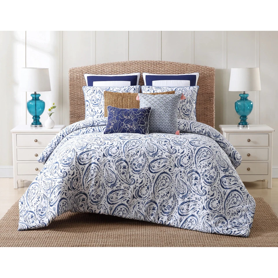 Oceanfront Resort Indienne Paisley Cotton Comforter Set Blue Full - Queen - Image 2 of 4