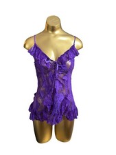 Vintage 90s Purple Lace Babydoll Top - Medium Fairy Angel - A16