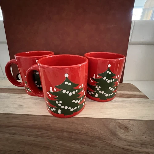2 Waechtersbach Germany Christmas Tree Red Coffee Mug 