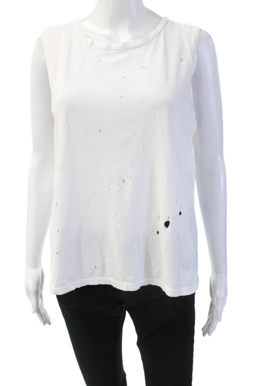 LNA Women Basic Sleeveless Tank White Crew Neck 100% Cotton Size LFree Shipping in US $100+ Orders | $6.95 Orders Below