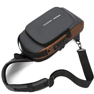 Anti-Theft Men's Sling Crossbody Bag Chest Shoulder Messenger Backpack USB Port