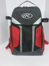 Rawlings Backpack Bat Bag Black  Red Good Condition. Dual Bat Holder