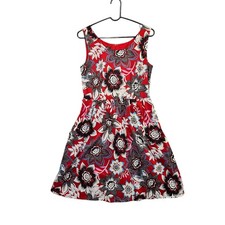 Talbots Floral Tea Dress Sleeveless 100% Cotton Timeless Retro Pockets Coastal 