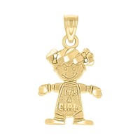 JFL Diamonds 10K Gelbgold Charm Stehendes Baby „It's A Girl“ Texturiert AnhäNger