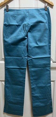 MODA INTERNATIONAL Y2K VTG TEAL COTTON SPANDEX SIDE ZIP TROUSERS W28” L30.5” NEW - Picture 12 of 24