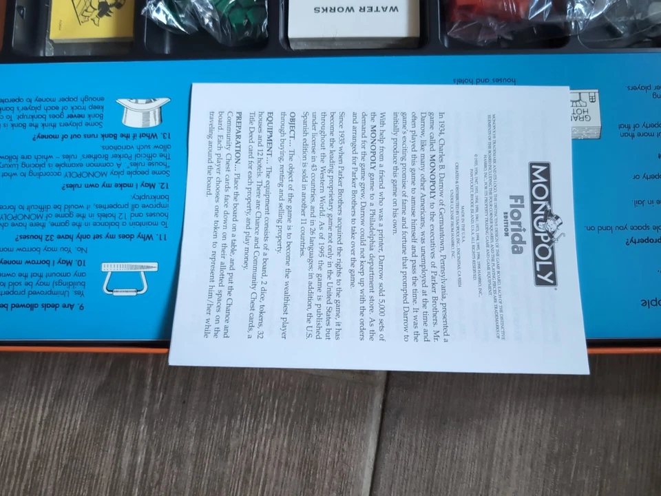 Monopoly Board Game Florida Edition Family Strategy 1998 Complete - Image 4 of 4