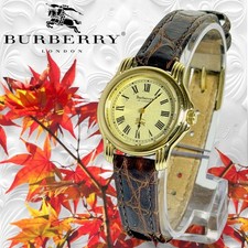 Burberry Extrian Knight Gold Antique Wristwatch 2 Hand Quartz Ladies Watch
