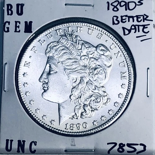 1890 S BU GEM MORGAN SILVER DOLLAR UNC MS+++ U.S. MINT RARE COIN 7853