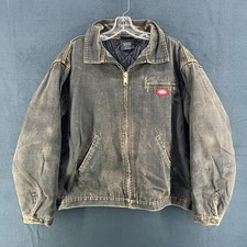 Vintage Dickies Detroit Denim Jacket Quilted Lined Black Brown Gold XL